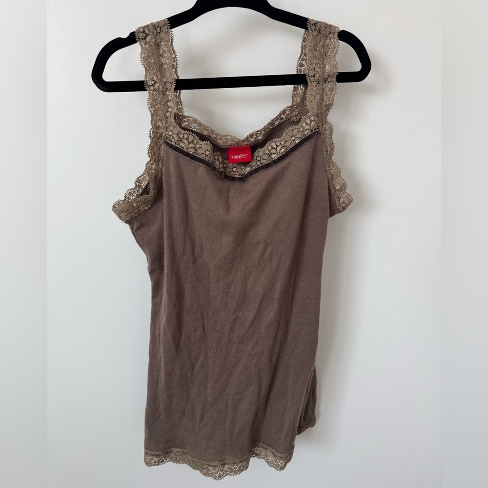 Mossimo Cocoa Brown Lace Strap Camisole Y2K Inspired